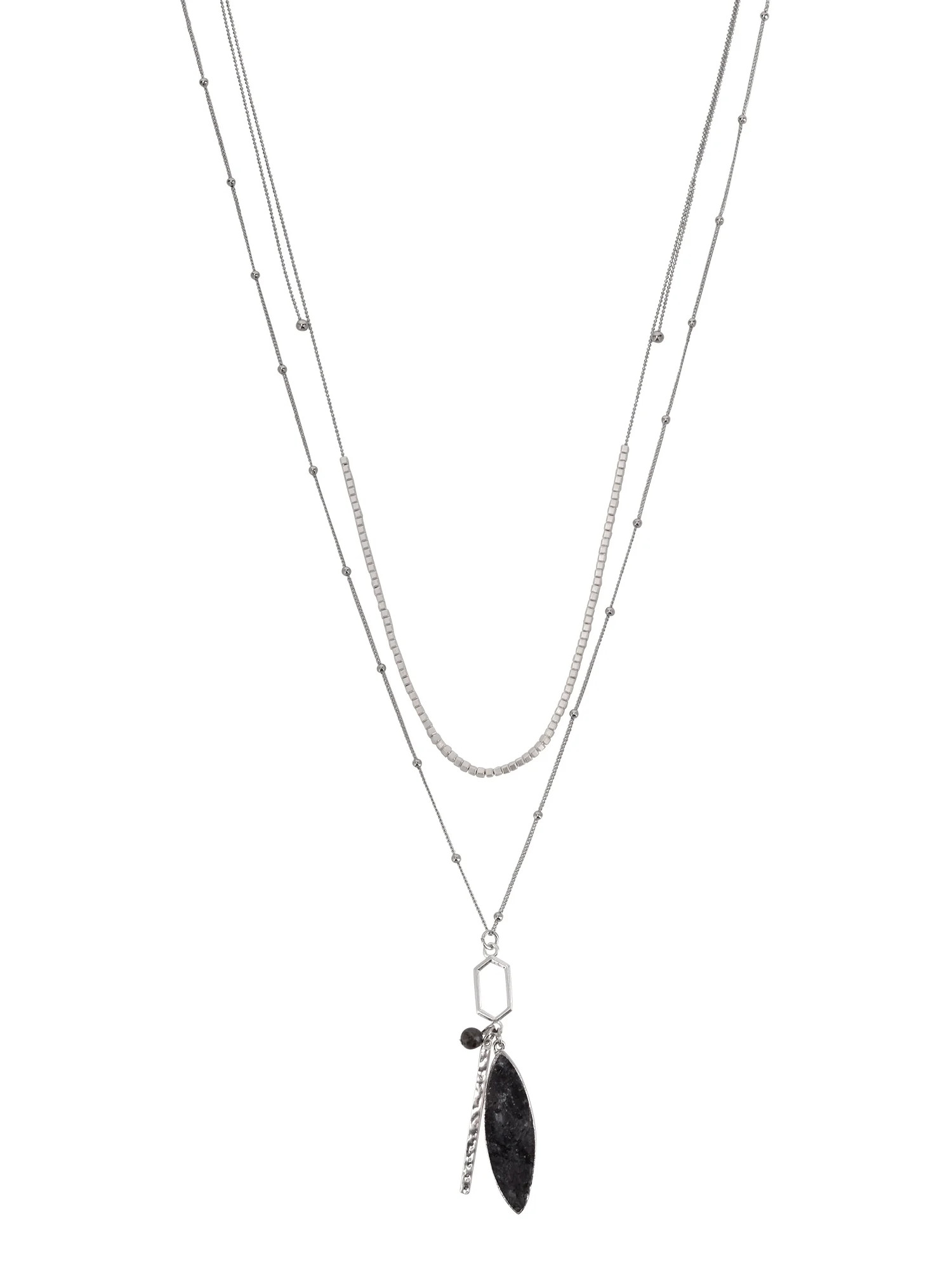 The Pioneer Woman - Women's Jewelry, Soft Silver-tone Duo Necklace Set with Genuine Stone | Walmart (US)