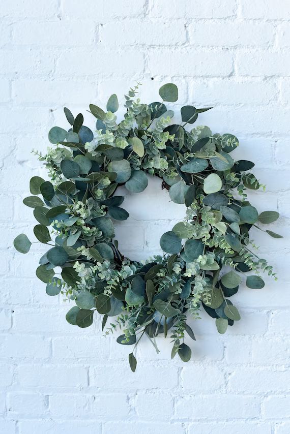 Spring Wreath, Summer Wreath, Mixed Eucalyptus Wreath, Greenery Wreath, Everyday Wreath, Farmhous... | Etsy ROW