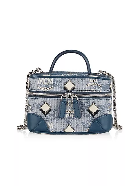 Mcm Ladies X-Mini Blue Rockstar Vanity Case in Vintage Jacquard