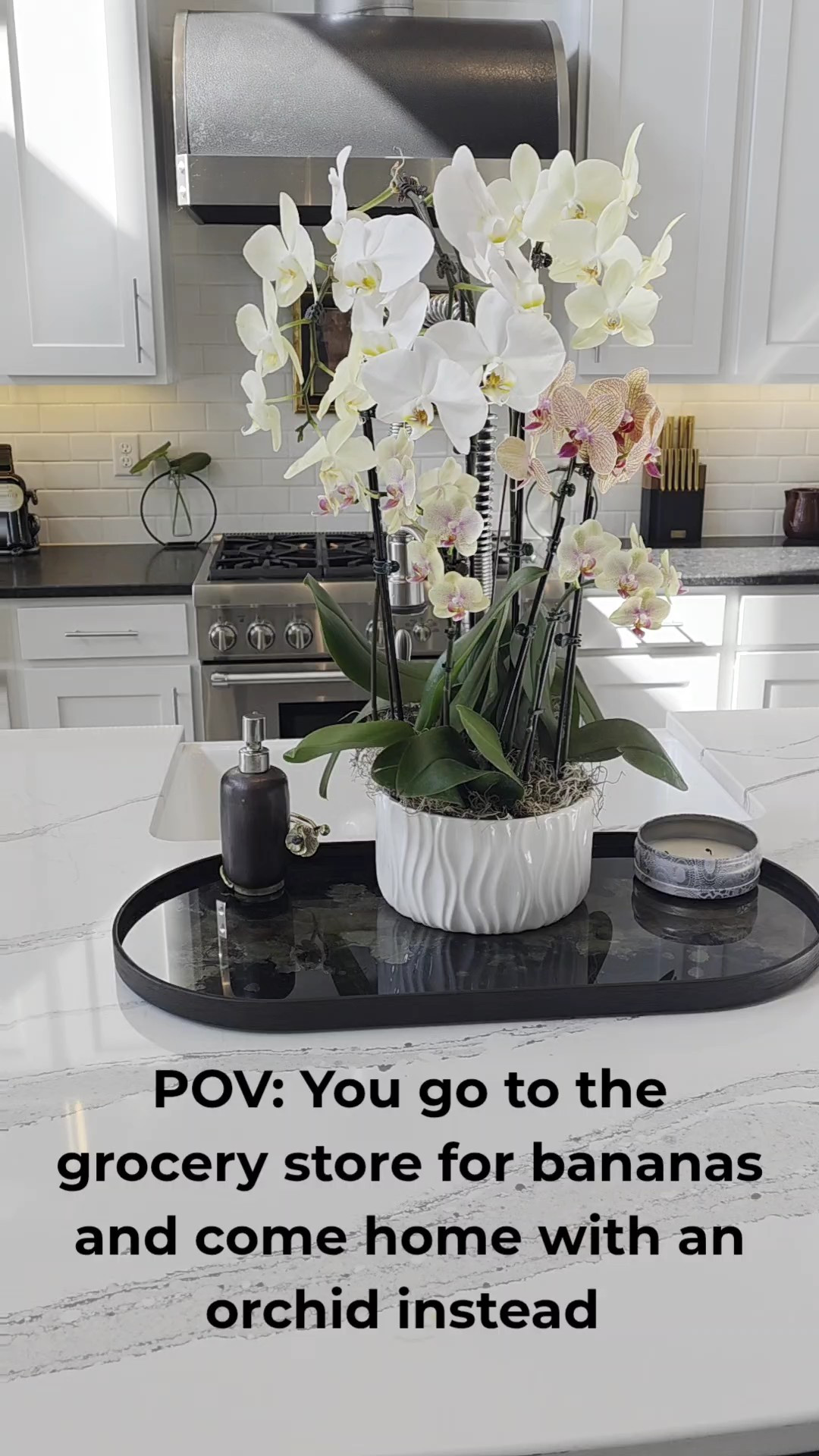 And the orchid of course needed a cute serving tray to match 😅Perigold to the rescue for that! They always have such unique and beautiful decor options (love how it matches the soap dispenser in my kitchen too) Now if anyone has tips for keeping an orchid alive... please let me know  😁

#LTKStyleTip #LTKHome #LTKSaleAlert