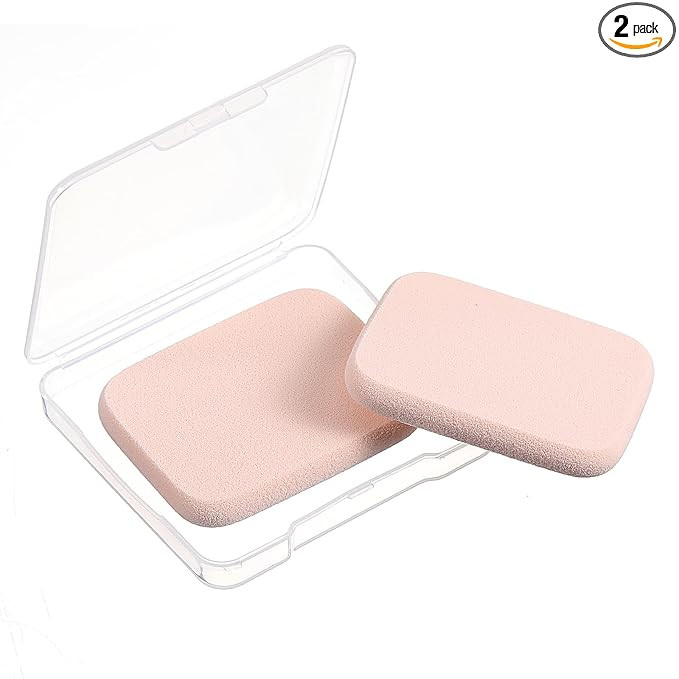 2Pcs Square Makeup Sponges for Foundation with 1 Travel Case, Face Sponge Foundation Blender, Cos... | Amazon (US)