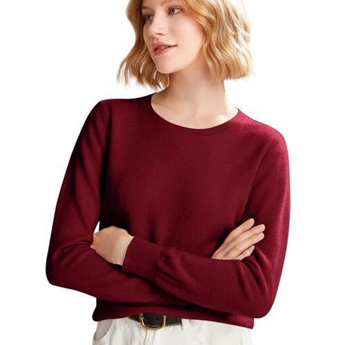 Lightweight Cashmere Sweaters Pullover Wool Sweater Long Sleeve Knit Wine Sweaters (Wine, S) | Amazon (US)