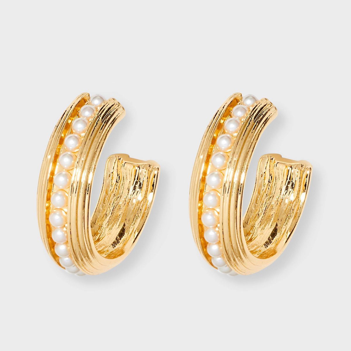 SUGARFIX by BaubleBar Pearl Hoop Earrings - Gold | Target