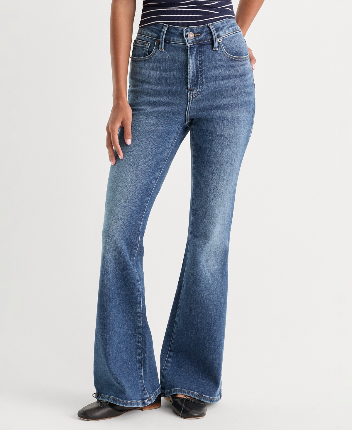 Good American Women's Soft Tech Good Flare Jeans - Indigo | Macy's