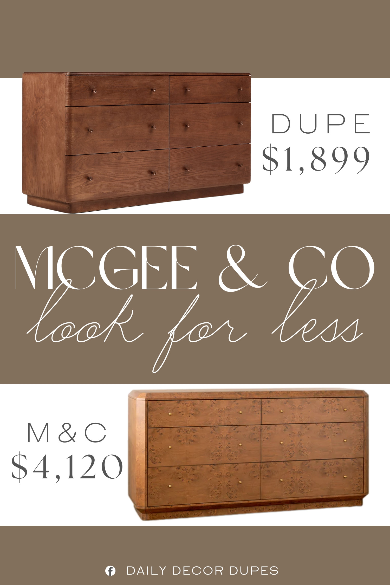 Inspired by McGee & Co Burl Wood Dresser. Contemporary Bedroom Dresser. Modern Drawer Dresser. Burl Wood Dresser. Burl Wood 6-Drawer Dresser. Mid-Century Burl Wood Dresser. Rounded Edge Dresser. Rounded Edge Dresser. 

Home more affordable option find copy cat similar look for less budget friendly affordable cheap cheaper beautiful pretty. Clearance sale coupon code discount code promo code luxury lookalike look a like Inspo inspiration inspired by idea ideas Love like these? I share multiple every day in my FB group.
#mcgeeandcoinspired #burlwood #drawerdresser #bedroomstorage #bedroomdresser #furniturefinds #bedroominspo 

 #LTKHome