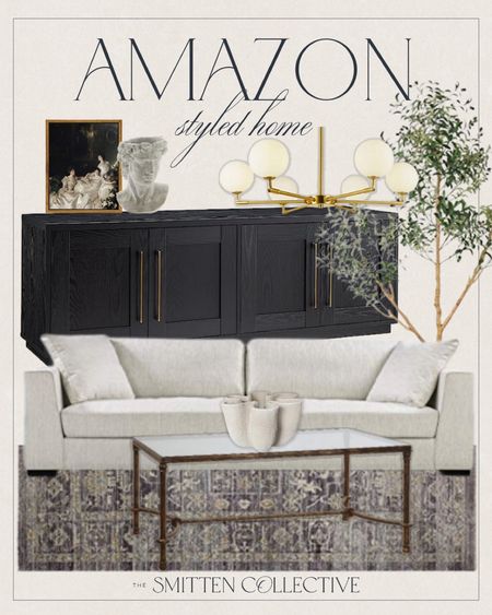 Amazon living room home decor finds!

neutral light sofa, black modern media console, sideboard, globe chandelier, faux olive tree, rug, bronze coffee table 

#LTKstyletip #LTKhome #LTKsalealert