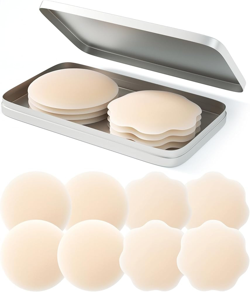 QUXIANG 4 Pairs Pasties Women Nipple Covers Reusable Adhesive Silicone Nippleless Covers (2 Round... | Amazon (US)