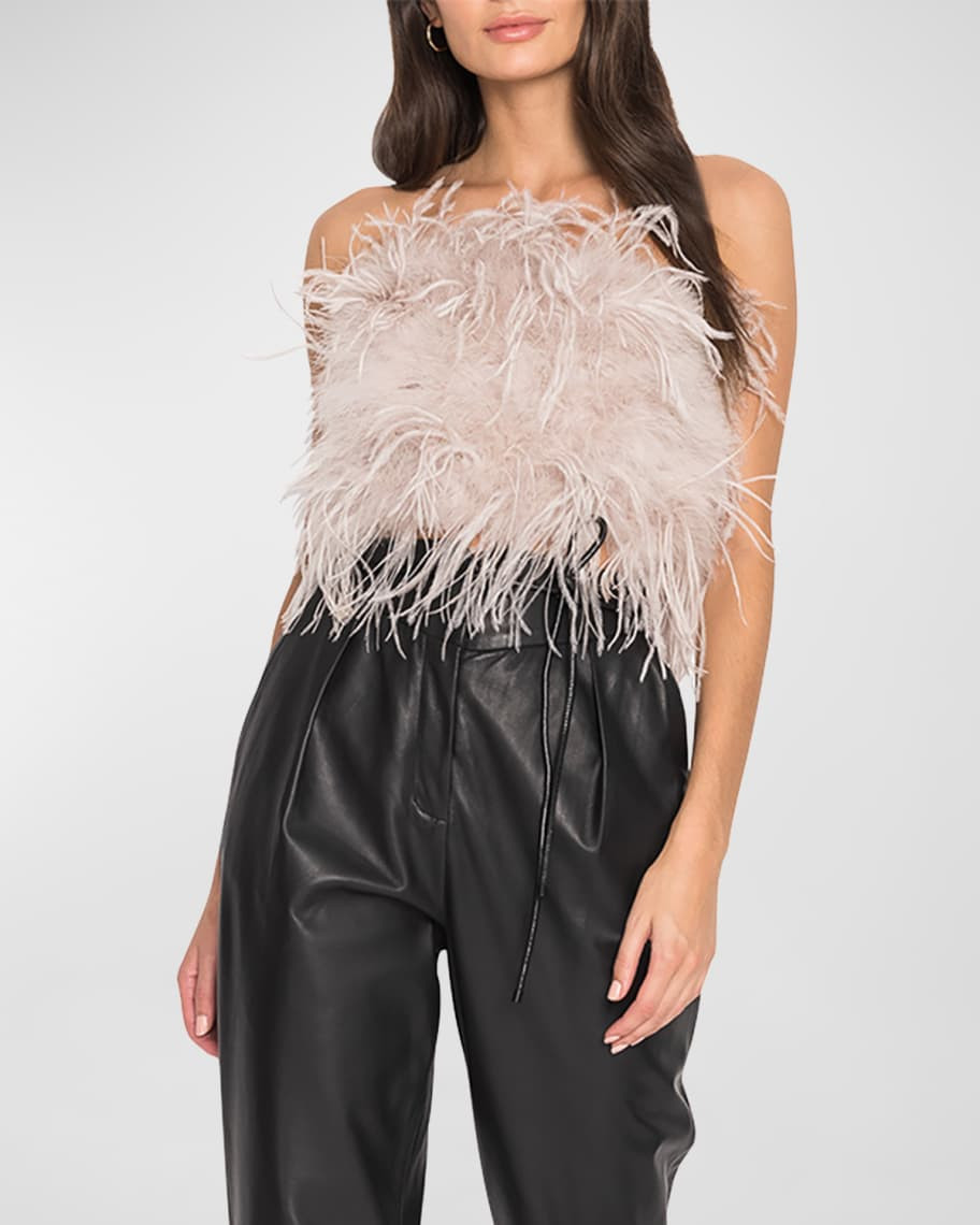 LaMarque Zaina Ostrich Feather Bustier Top | Neiman Marcus
