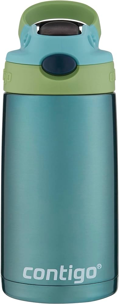 Contigo Kids Straw Stainless Steel Water Bottle with AUTOSPOUT Lid, 13oz, Ocean | Amazon (US)