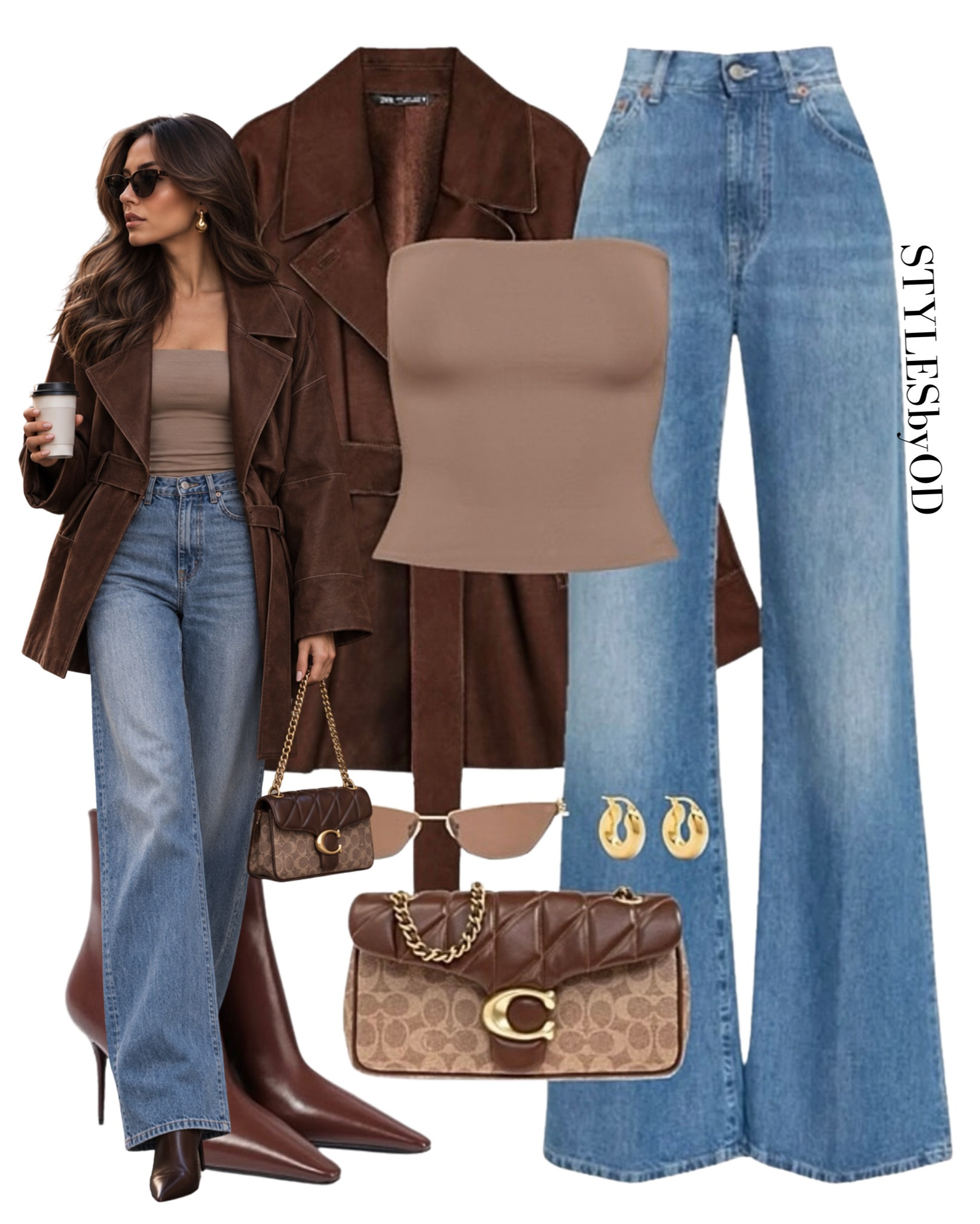 The Chocolate Suede Trench & Flare Denim Combo☕️🍂

My absolute favorite look for fall! A brown suede wrap jacket paired with classic flare jeans and a simple tube top is the perfect mix of casual and chic🤎 Finished with pointed booties and my go-to monogram bag, this outfit is ideal for a relaxed city stroll, grabbing coffee, or a lunch date✨