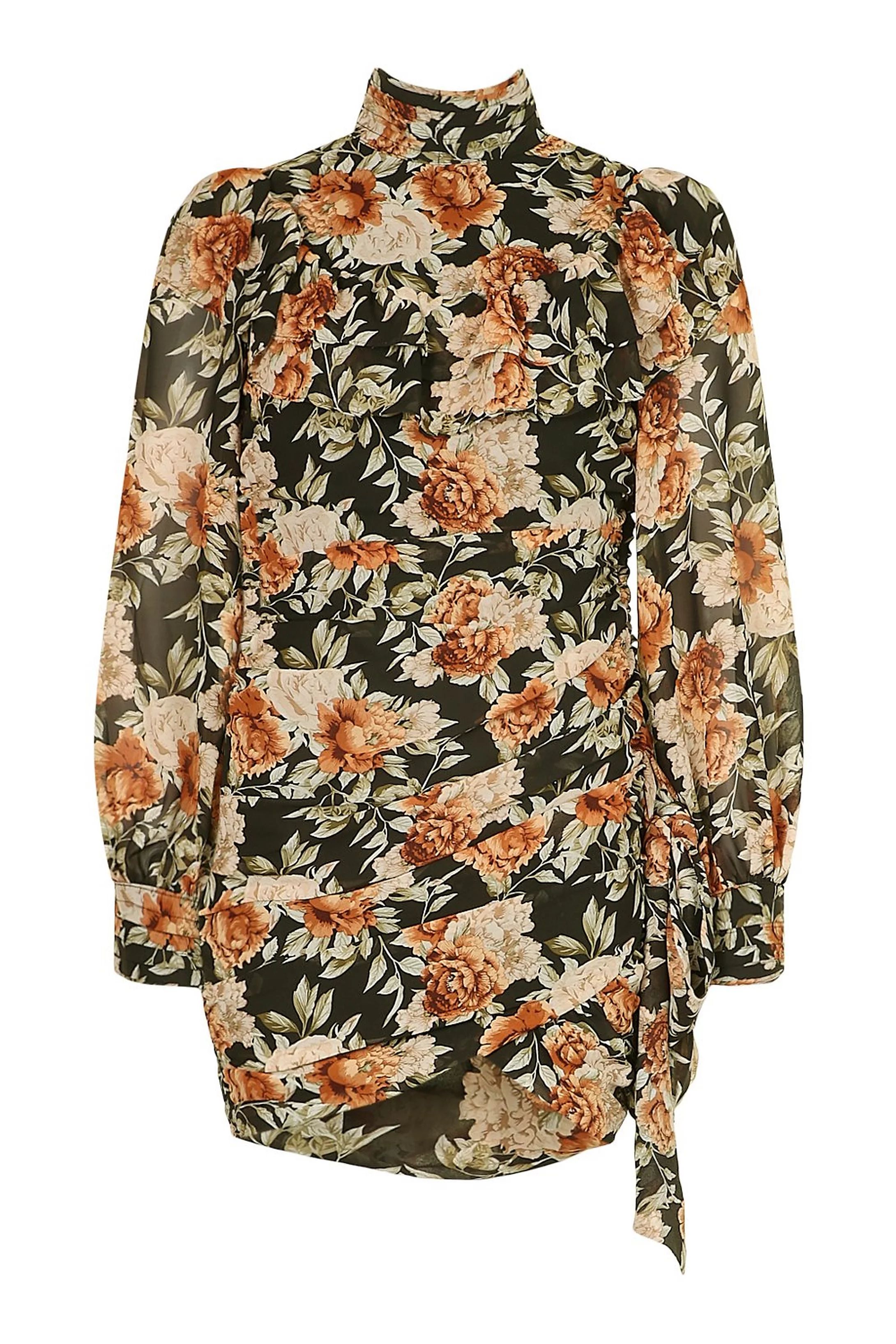 Petite Floral High Neck Mini Dress | Boohoo.com (US & CA)