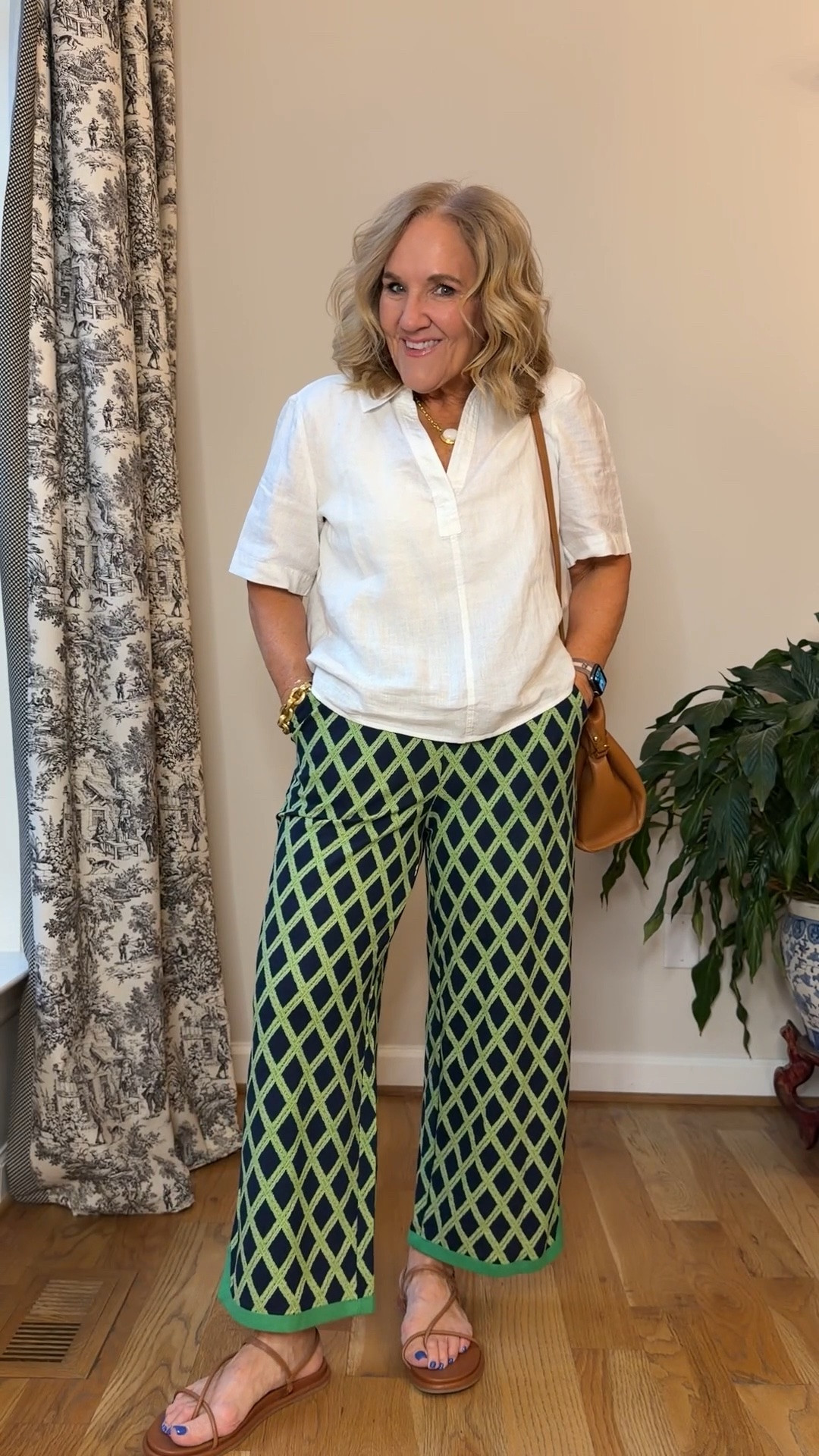 Cute casual spring summer style 
Linen blouse medium 
Pants medium love the pique knit!

#LTKOver40 #LTKPetite #LTKootd