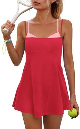 Yanekop Womens Tennis Dress with Built in Shorts and Bra Athletic Dresses Golf Outfits Spaghetti ... | Amazon (US)