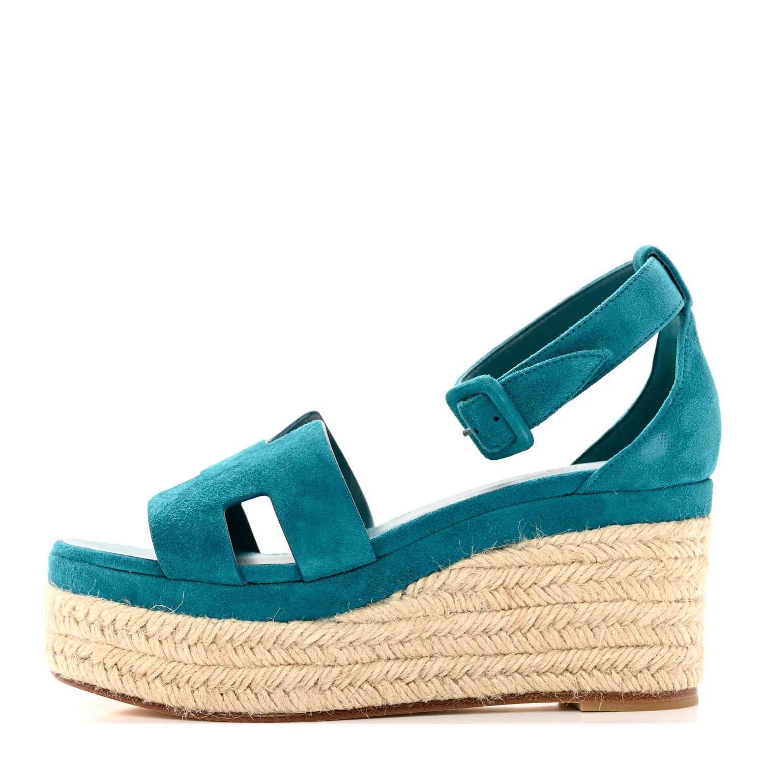 Suede Goatskin Elda Espadrille Wedge Sandals 36 Vert Oxford | FASHIONPHILE (US)