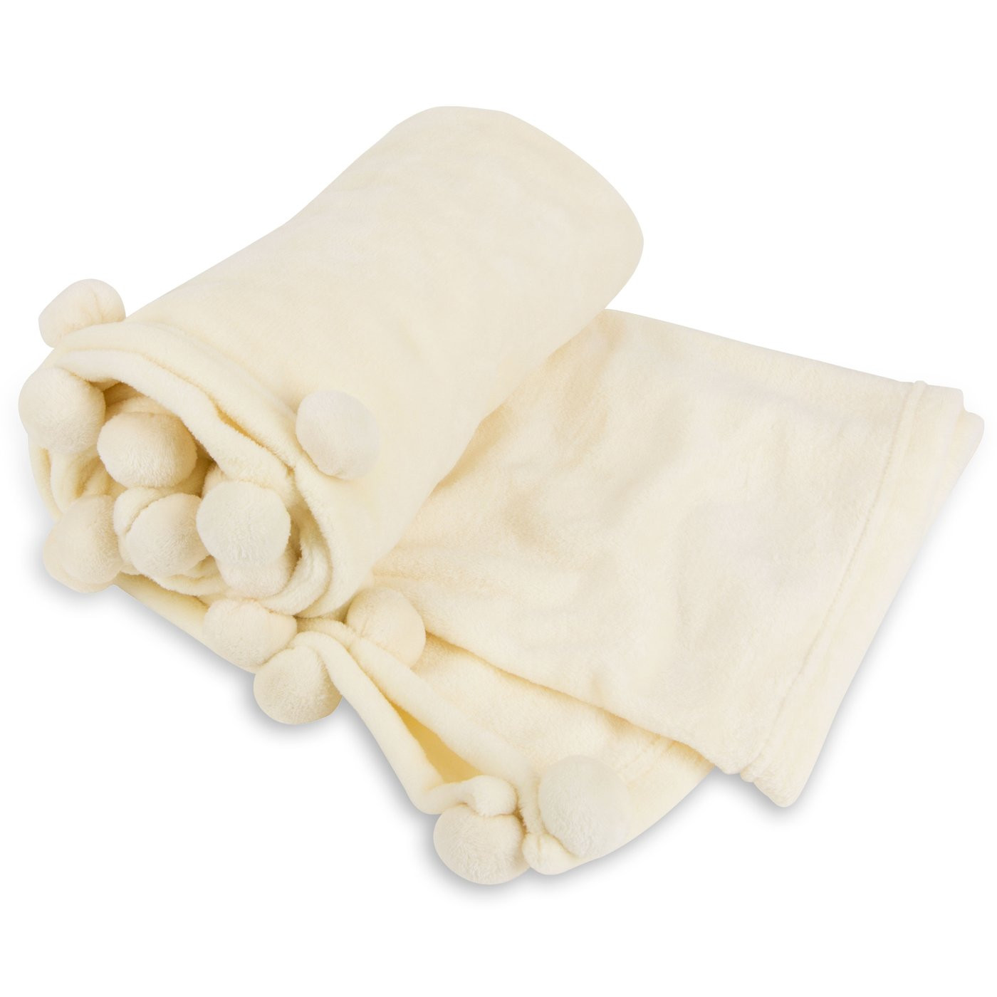 Cheer Collection Flannel Throw Blanket with Pom Poms | Walmart (US)