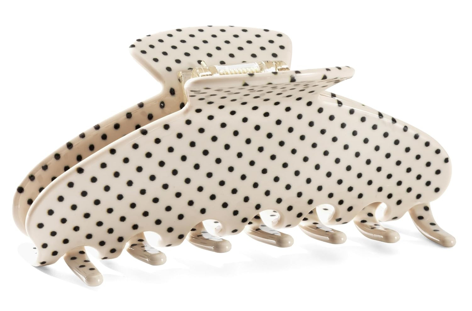 Large Acetate 4 Inch Hair Claw Clip for Women, White Polka Dots Claw Clips & Jaw Clips for Thin or Thick Hair, French Style Hair Claws with Non-Slip Teeth, Hair Accessories (White Polka Dot) | Amazon (US)