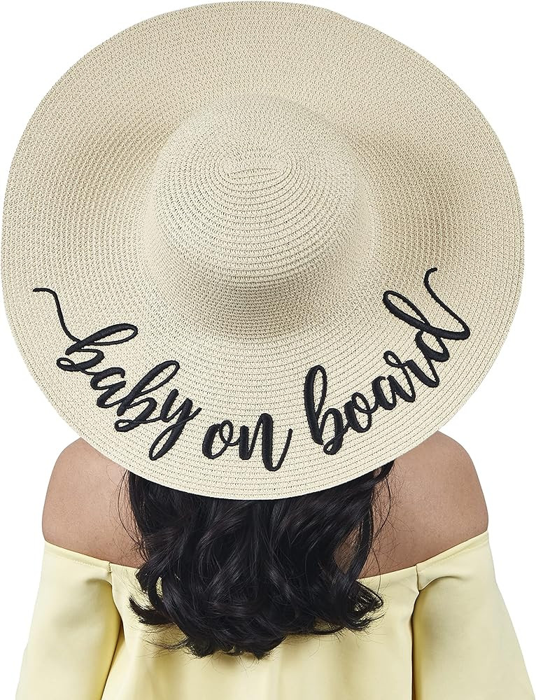 Womens Embroidered Straw Sun Hat Bridal Shower Gift Bachelorette Honeymoon | Amazon (US)