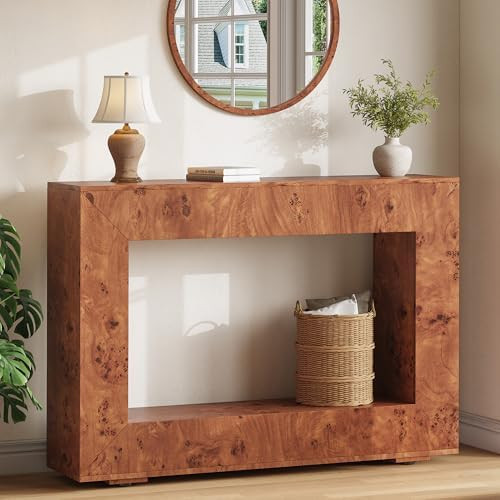 AMERLIFE 47.2" Burl Wood Console Table, Narrow Entryway Table with Storage, Modern Luxury Sofa Ta... | Amazon (US)