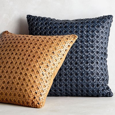 Cane Woven Leather Pillow Cover | Williams-Sonoma