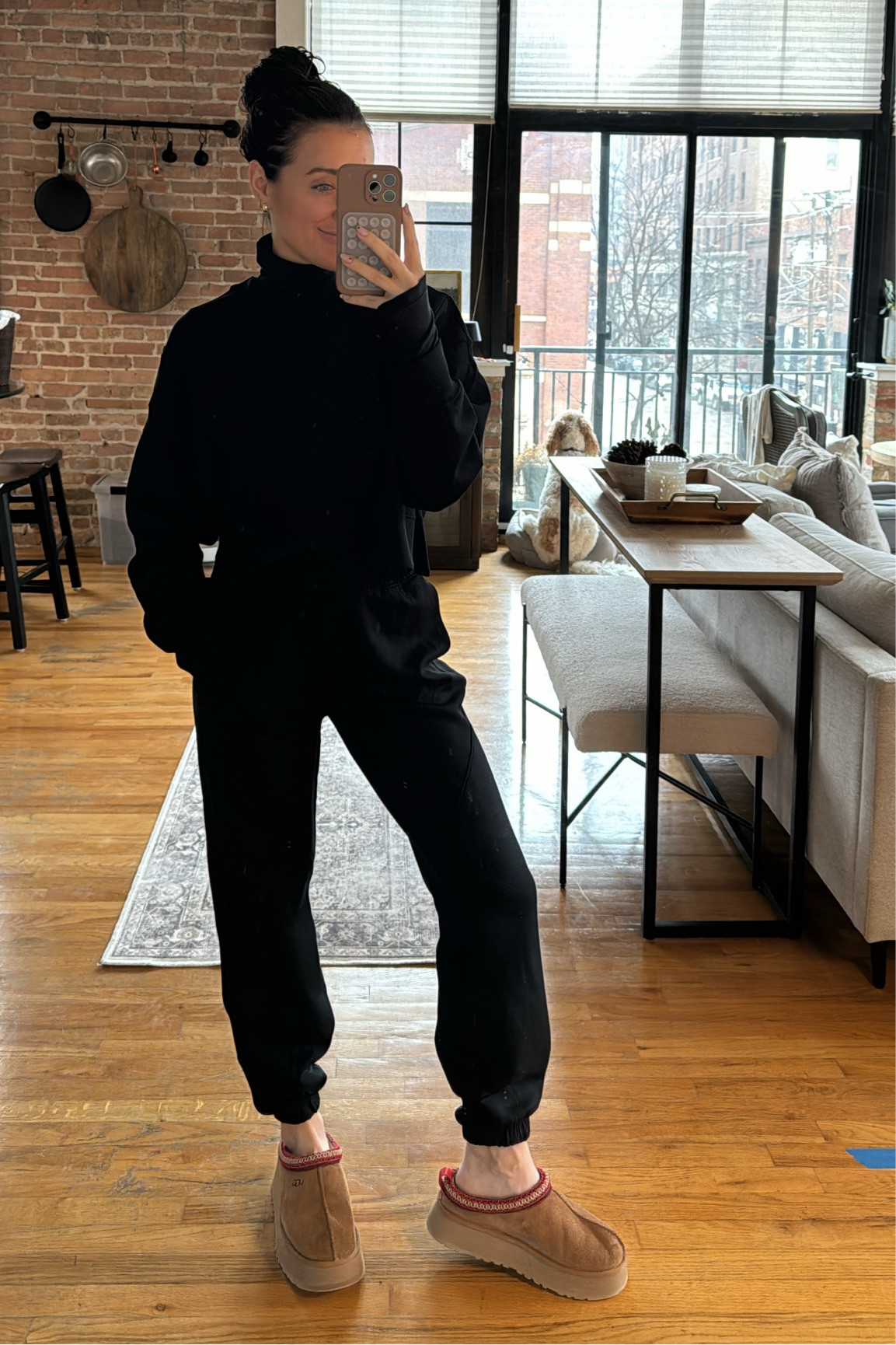 Wearing a 4 in the Lululemon base layer turtleneck (normally an XS), small in the top and XS in the pants. Last day for 20% off at Abercrombie!