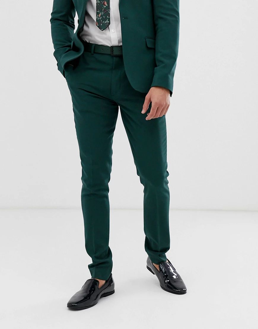 ASOS DESIGN super skinny suit pants in dark green-Blue | ASOS (Global)