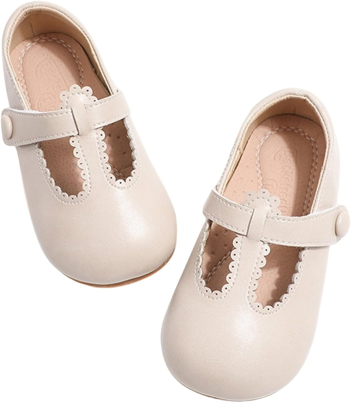 Alyaafifa Cute Mary Jane Flats for Girls Closed Round Toe Ankle Strap Hook and Loop Pumps Toddler Little Kids Big Kid Casual Party School Uniform Dress Shoes Lightweight | Amazon (US)