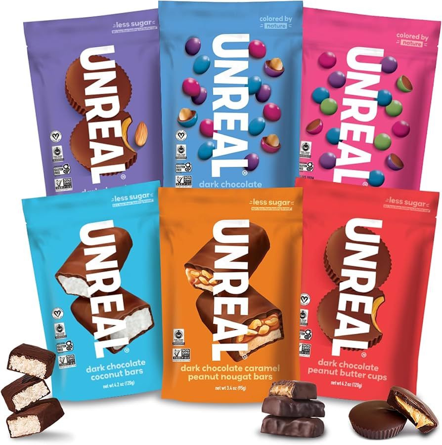 UNREAL Complete Variety Pack (6 Bag Sampler) | Less Sugar, Fair Trade, Non-GMO Ingredients with n... | Amazon (US)