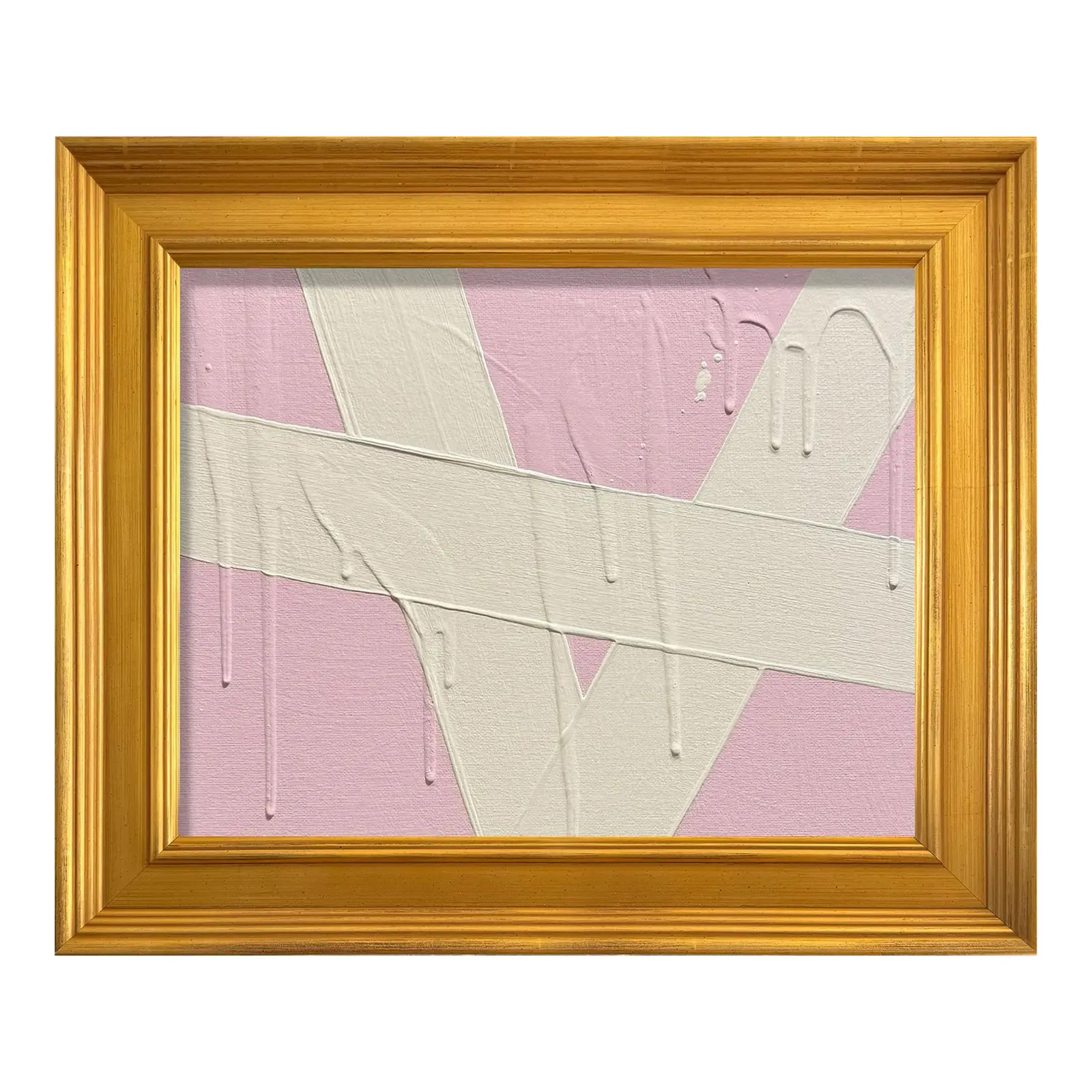 Ron Giusti Mini Abstract Light Pink Cream Acrylic Painting | Chairish