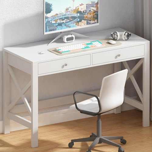 ChooChoo Computer Desk Study for Home Office, Modern Simple 40 Inches Desk with Drawers, Makeup V... | Amazon (US)