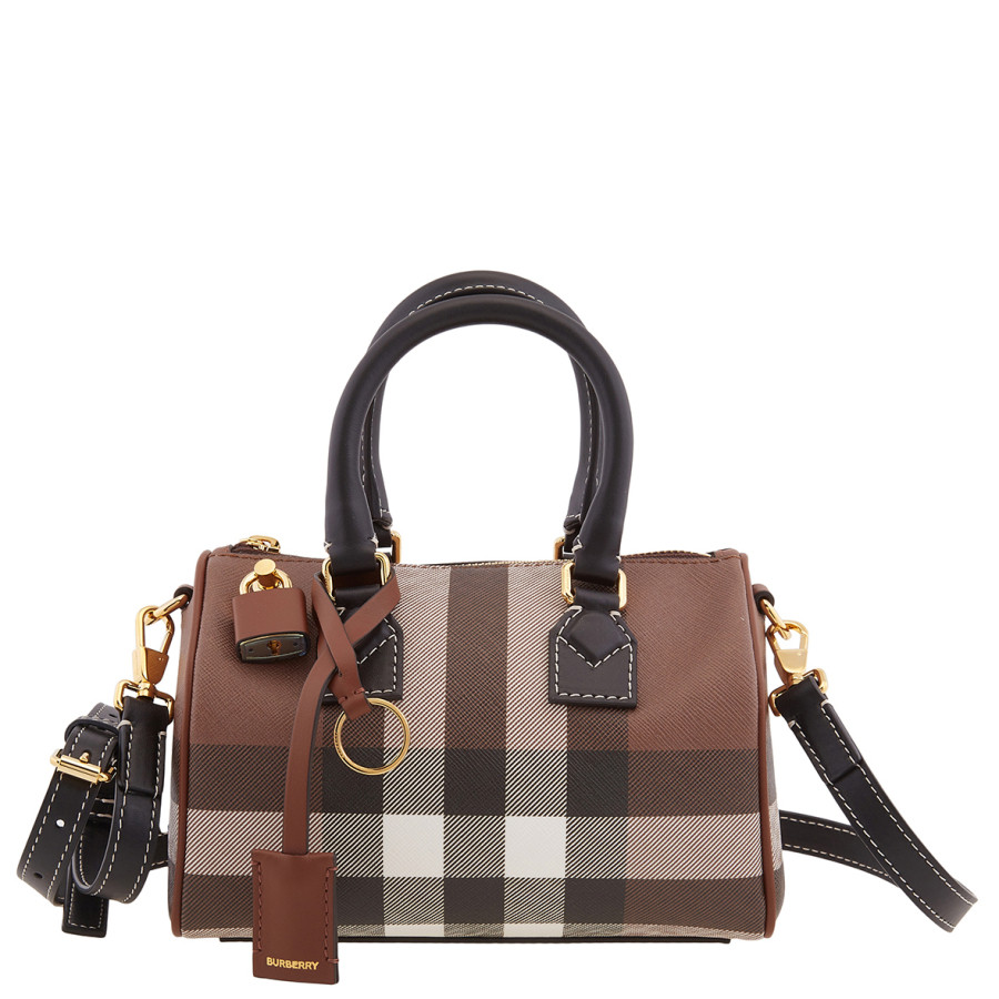 Burberry Dark Birch Brown Check Mini Bowling Bag | Jomashop.com & JomaDeals.com