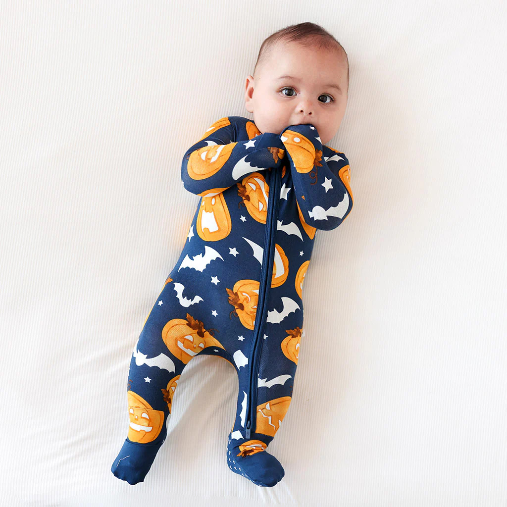 Pumpkins Blue Baby Convertible Sleeper | Spooky Pumpkins | Posh Peanut