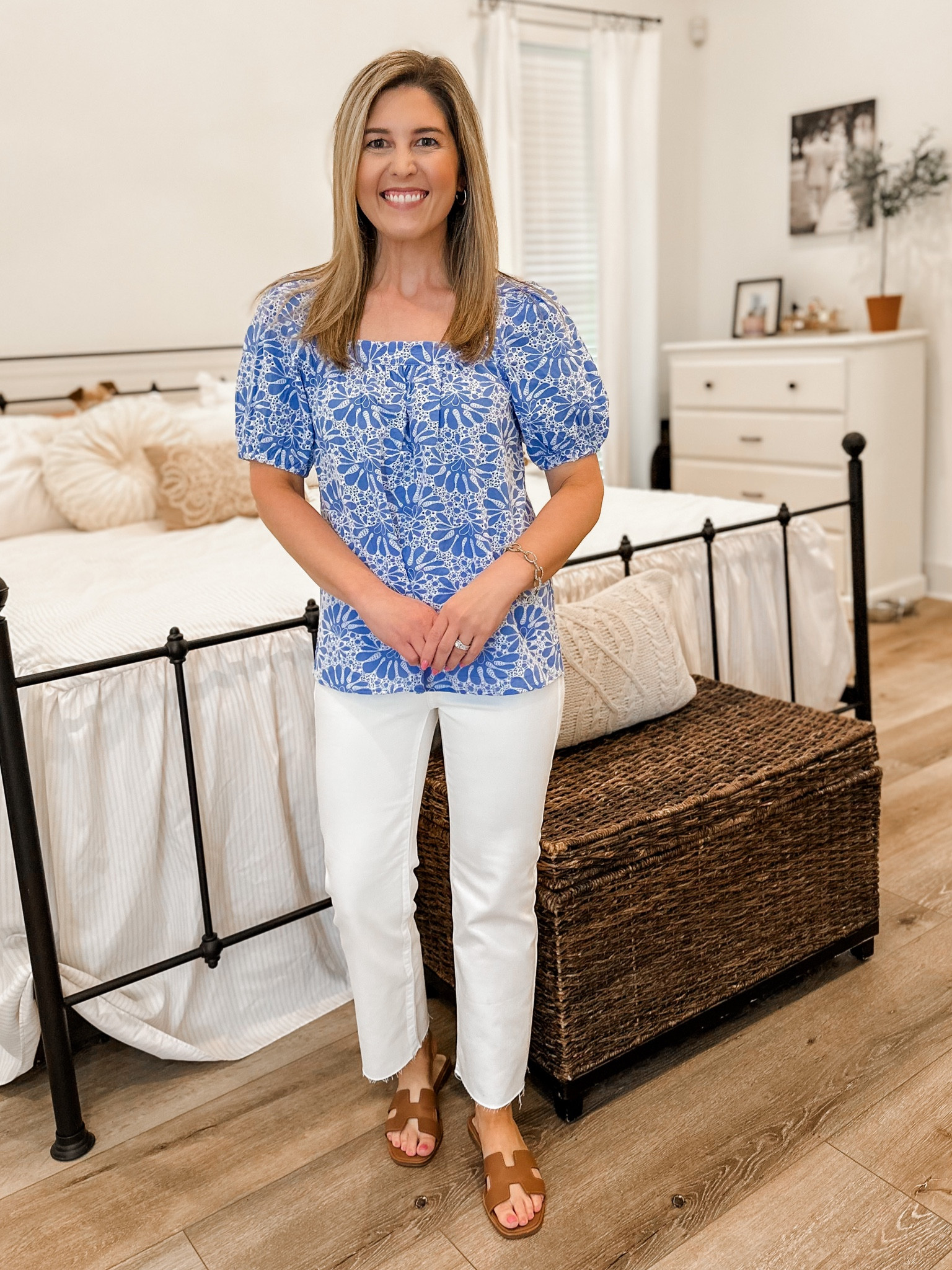 Teacher outfit idea
Top- XS, runs tts
White pants- size up if in between sizes (I’m wearing my normal 00 short but runs a little bit snug)
Sandals- run small but stretch out with a few wears
Teacher outfit, teacher style, casual work outfit, coastal granddaughter style, white pants 

#LTKsalealert #LTKBacktoSchool #LTKworkwear