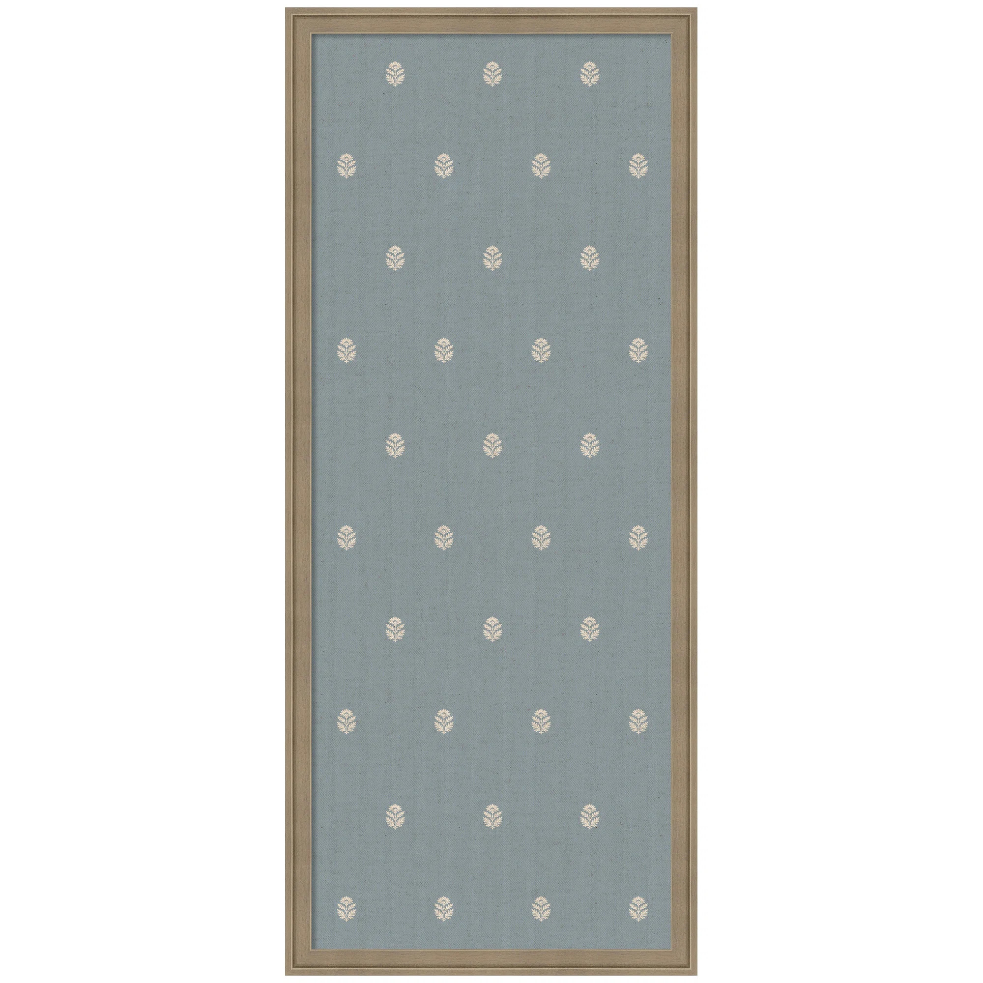 Kate and Laurel Framed Fabric Pinboard Blue Botanical Block Print Printed Linen Casual Bulletin B... | Wayfair North America