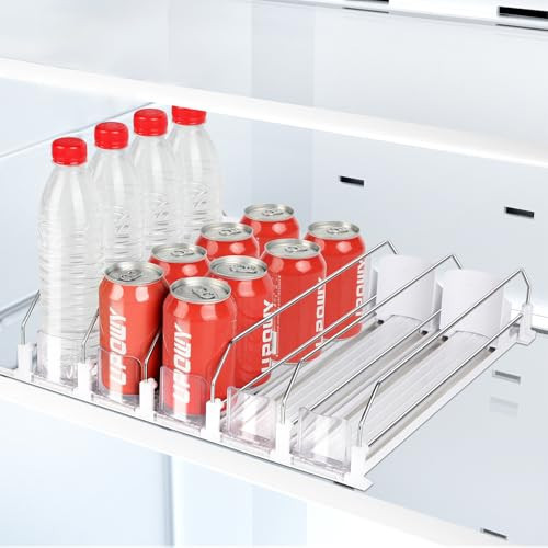 UPOWY Drink Organizer for Fridge Soda Can Organizer Fridge Dispenser for Refrigerator, 5 Row 20 Cans 12.2 Inch Deep,for Medium-size Fridge | Amazon (US)