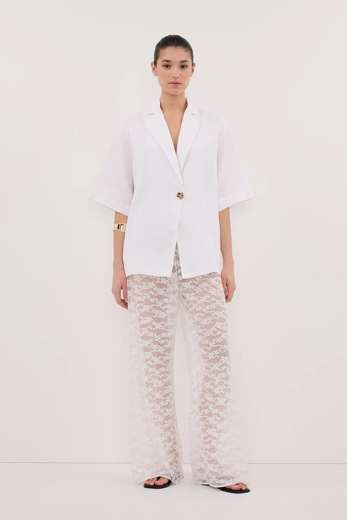 NALA WHITE LINEN RESORT SHIRT | DISSH