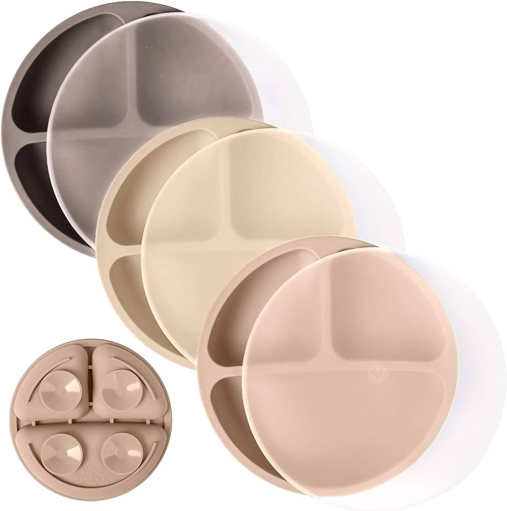 WeeSprout Suction Plates with Lids for Babies & Toddlers - 100% Silicone, Plates Stay Put with Su... | Amazon (US)