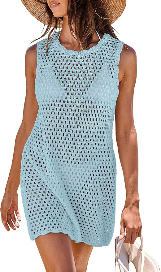 ANRABESS Womens Swimsuit Cover Up Sleeveless Knit 2024 Summer Outfits Swimwear Bathing Suit Cover... | Amazon (US)