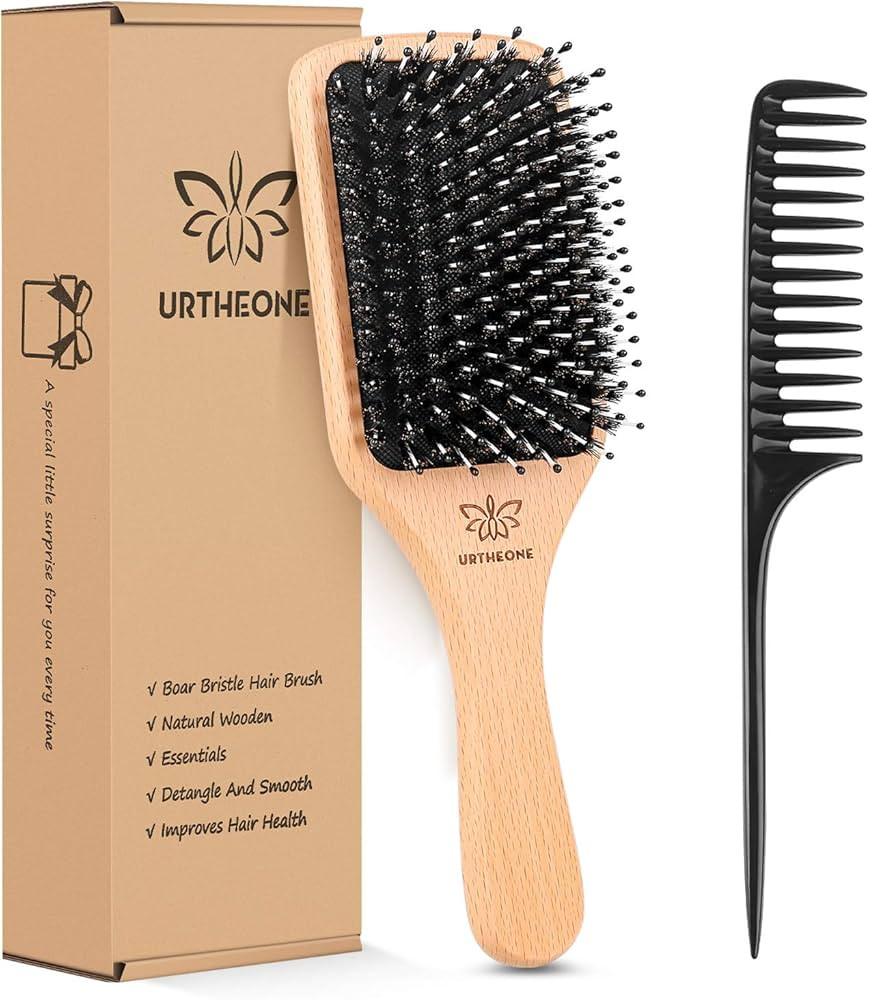 Hair Brush Boar Bristle Hairbrush for Thick Curly Thin Long Short Wet or Dry Hair Adds Shine and ... | Amazon (US)
