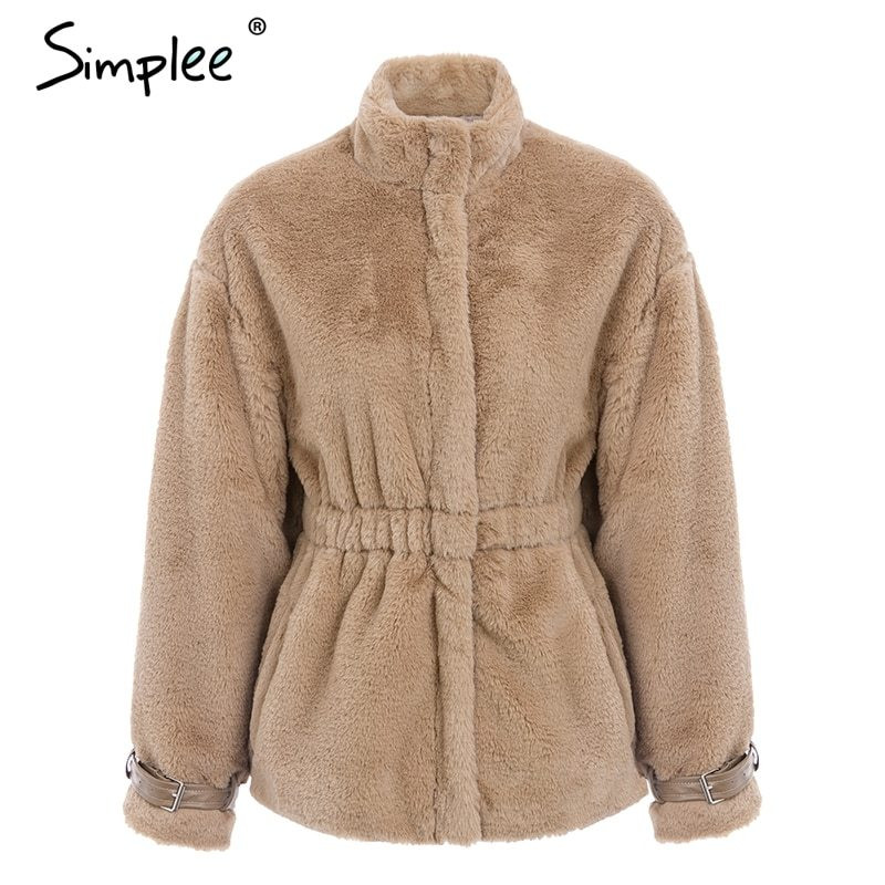 Simplee Elegant faux fur coat Women 2018 Autumn winter warm soft zipper fur jack | Bonanza (Global)