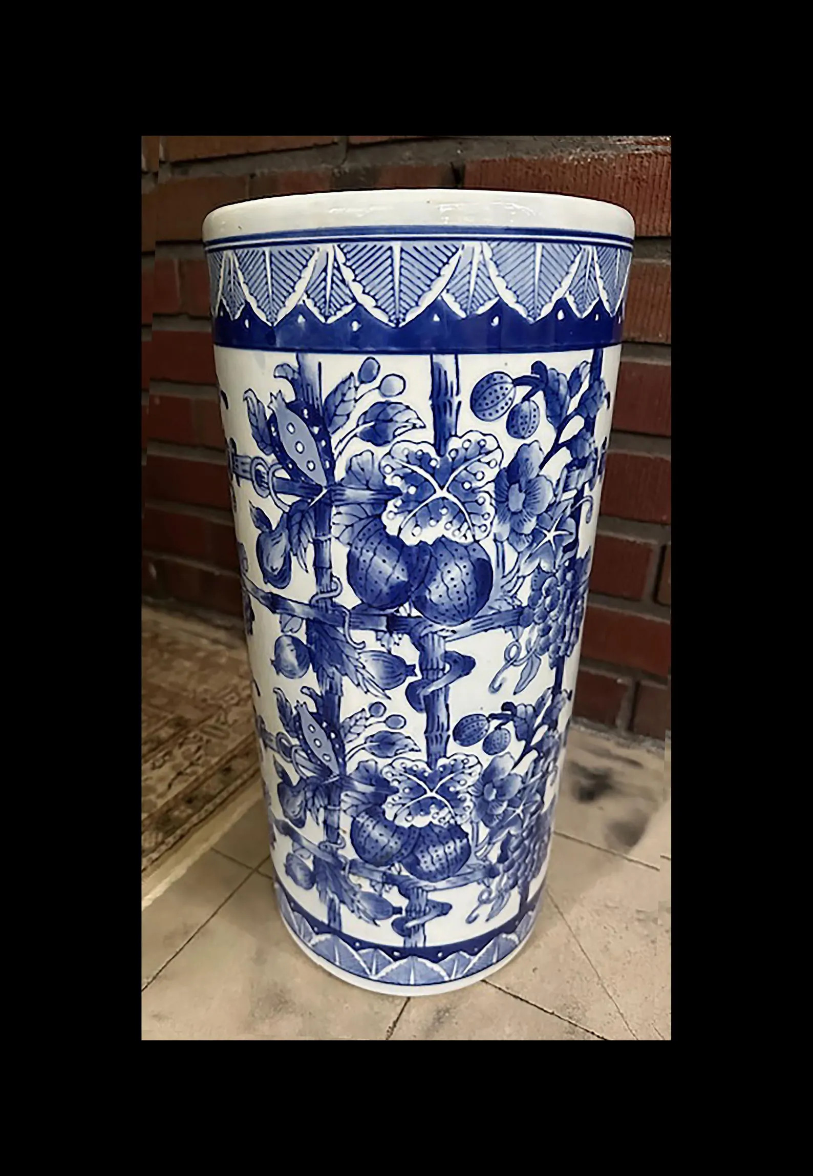 Blue & White Ceramic Umbrella Stand Cane Vase Holder | Etsy (Global)