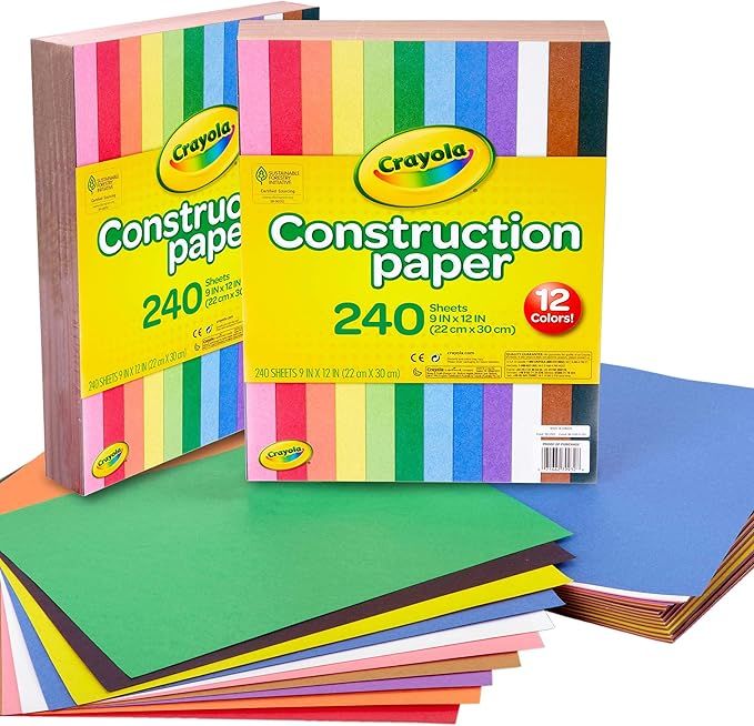 Crayola Construction Paper, 240 Count, Bulk School Supplies For Kids, 2-Pack School Paper | Amazon (US)
