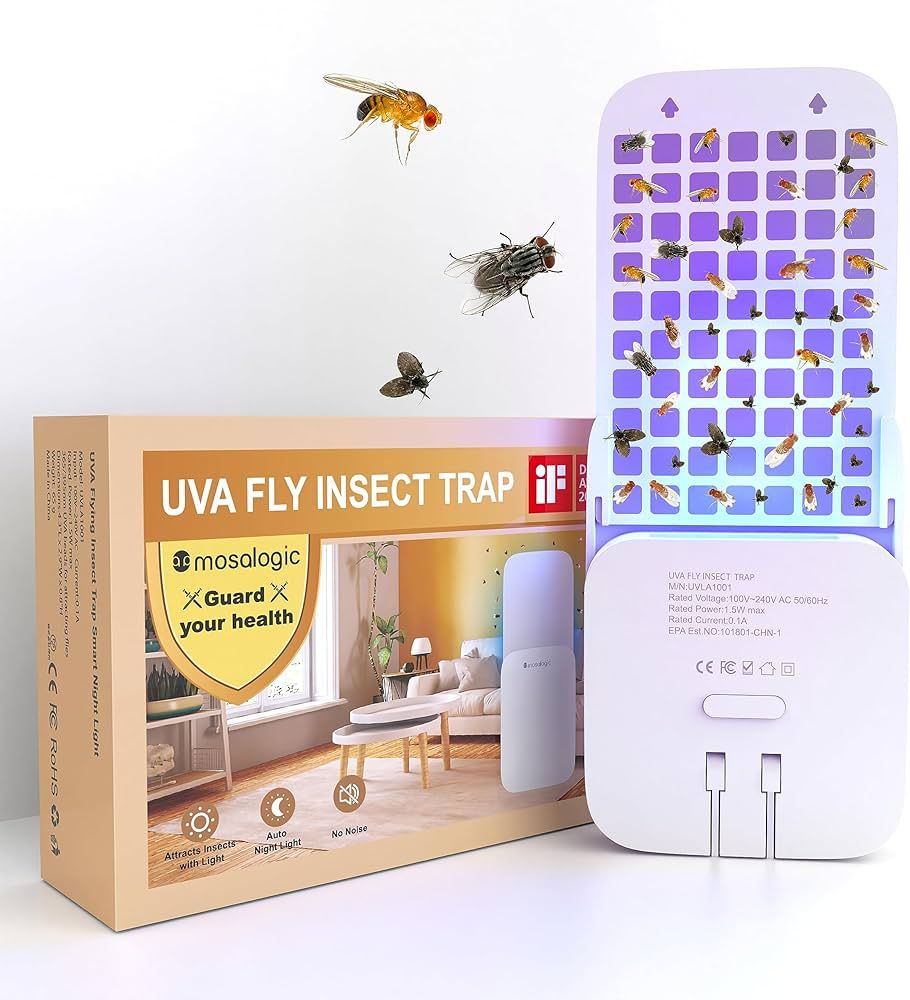 Amazon.com: Mosalogic Fly Trap Indoor Flying Insect Traps Plug-in for Fruit Flies,Gnats, and Hous... | Amazon (US)