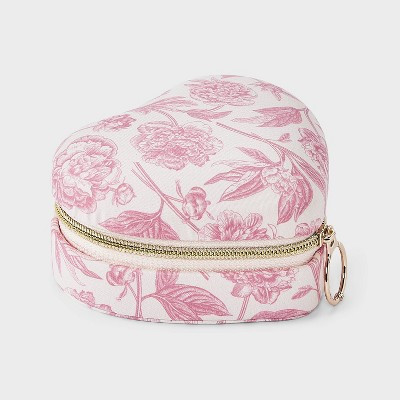 Floral Print Molded Heart Travel Jewelry Case - A New Day™ Pink | Target