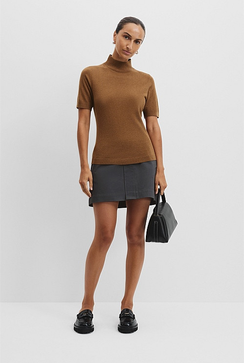 Australian Merino Wool Silk Short Sleeve Knit | Country Road