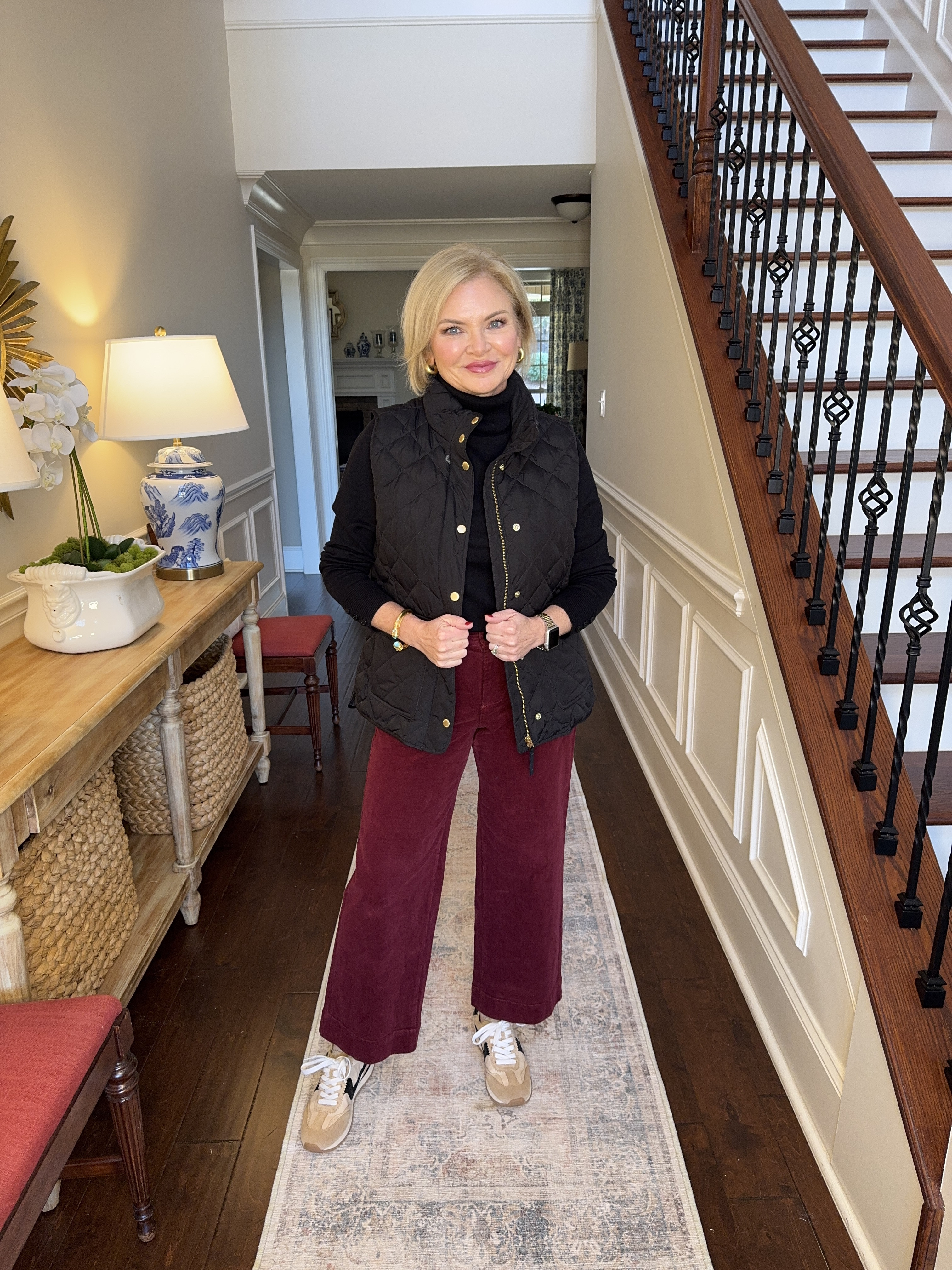 Used a black turtleneck from Talbots as the base for this casual sporty outfit! Burgundy corduroys are hot right now and I topped it off with a quilted down vest & sneakers.  Medium Petite turtleneck, small vest, 4 pants.

winter outfit
puffer vest
sporty casual
sneakers
petite fashion
winter outfit
Liverpool
Talbots

#stylewithserena
#fashionover50
#winteroutfit
 

 #LTKSeasonal #LTKOver40 #LTKSaleAlert
