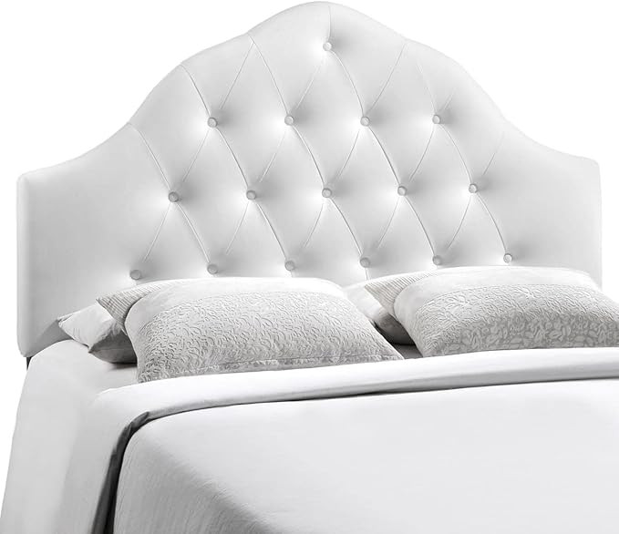 Modway Sovereign Tufted Button Faux Leather Upholstered Full Headboard in White | Amazon (US)