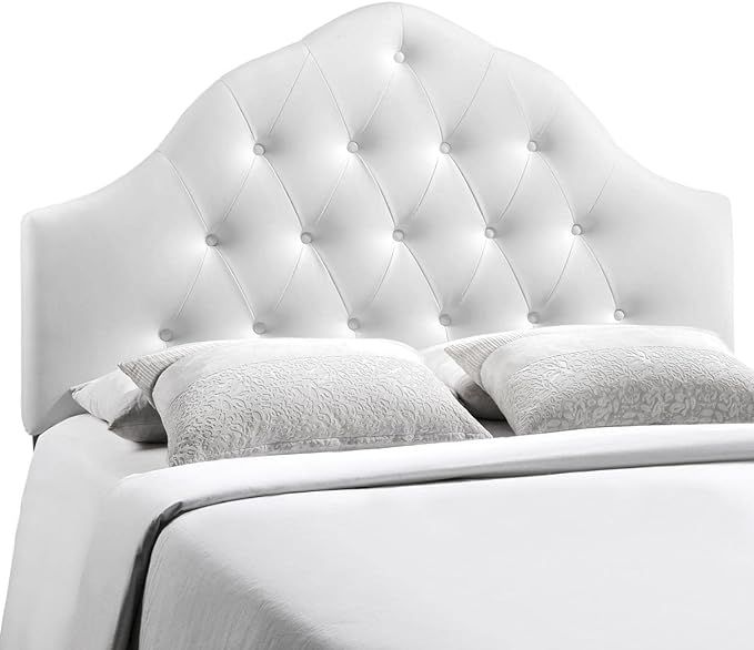 Modway Sovereign Tufted Button Faux Leather Upholstered Full Headboard in White | Amazon (US)