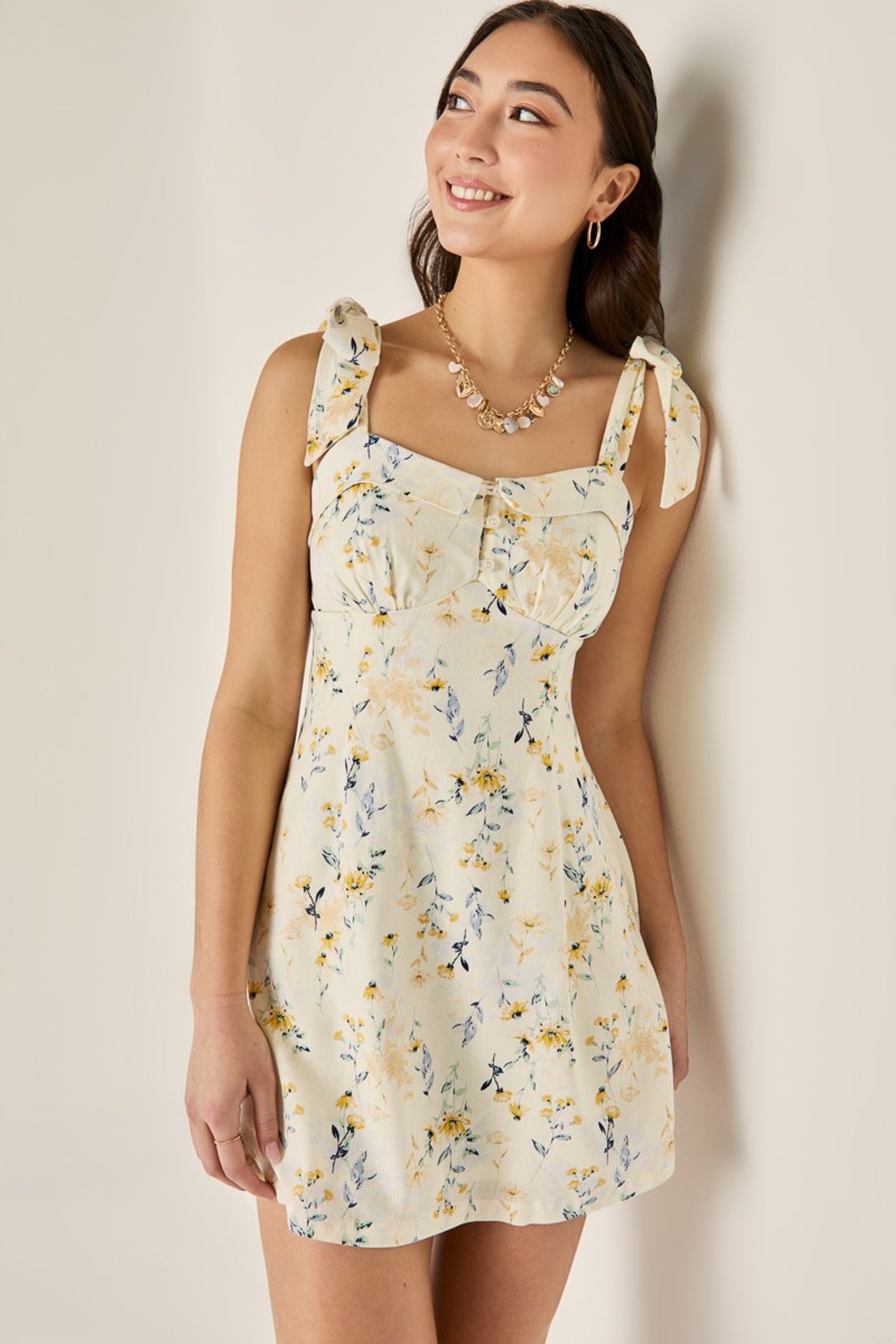 Holly Button Front Floral Mini Dress | Francesca's
