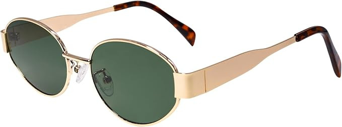 Retro Oval Sunglasses for Women Men Trendy Polarized Sun Glasses Vintage Classic Shades Metal Fra... | Amazon (US)