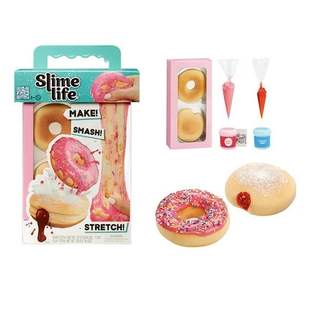 Slime Life Pink Icing Round & Jelly Filled Donuts DIY Slime Kit, Make, Smash, and Stretch Your Food Slime, Ages 8+ | Walmart (US)
